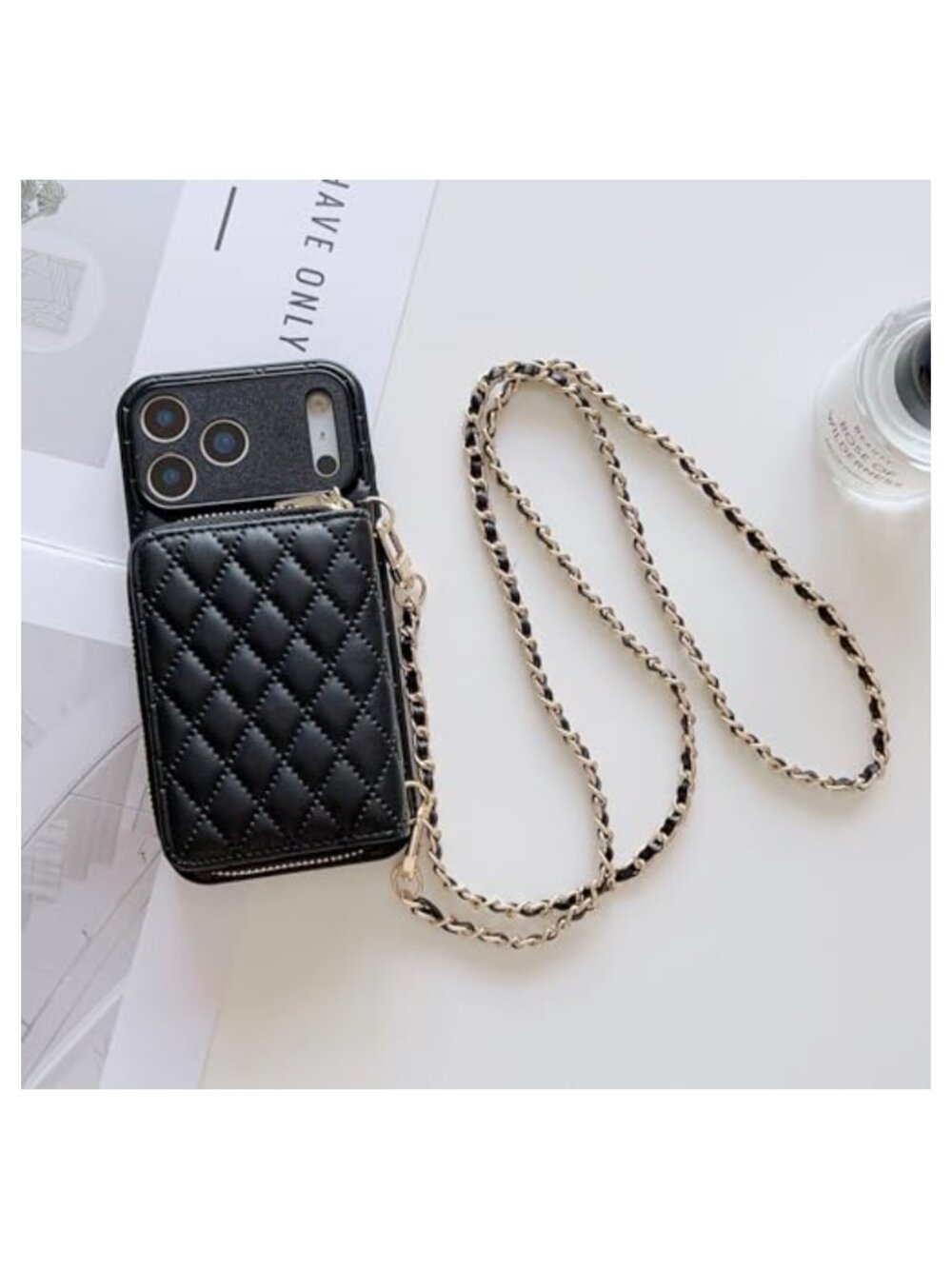 Crossbody Wallet Case for iPhone 17 Pro, Quilted PU Leather, Card Slots